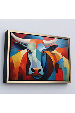 Ahşap Çerçeveli Soyut Boğa Tablosu-7209