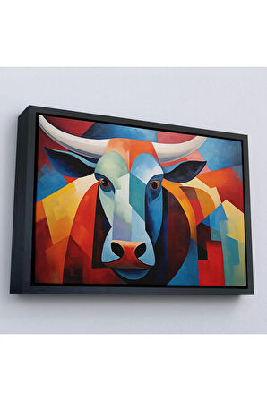 Ahşap Çerçeveli Soyut Boğa Tablosu-7209