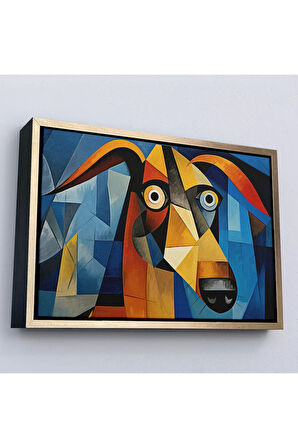 Ahşap Çerçeveli Pablo Picasso Tarzında Soyut Köpek Tablosu-7212