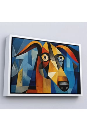Ahşap Çerçeveli Pablo Picasso Tarzında Soyut Köpek Tablosu-7212