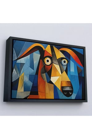 Ahşap Çerçeveli Pablo Picasso Tarzında Soyut Köpek Tablosu-7212