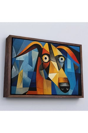 Ahşap Çerçeveli Pablo Picasso Tarzında Soyut Köpek Tablosu-7212