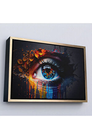 Ahşap Çerçeveli Renkli Zarif Kadın Göz Tablosu-7213