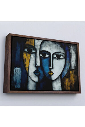 Ahşap Çerçeveli Soyut Yüzler Tablosu-7220