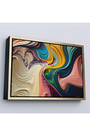 Ahşap Çerçeveli Renkli Girdap Boyalar Tablosu-7235