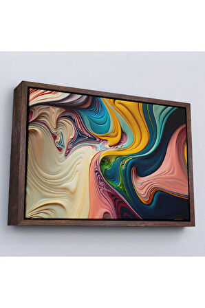 Ahşap Çerçeveli Renkli Girdap Boyalar Tablosu-7235