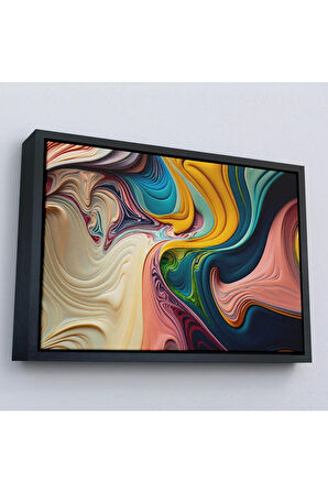 Ahşap Çerçeveli Renkli Girdap Boyalar Tablosu-7235