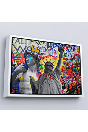 Ahşap Çerçeveli Renkli Punk Rock Tablosu-7236