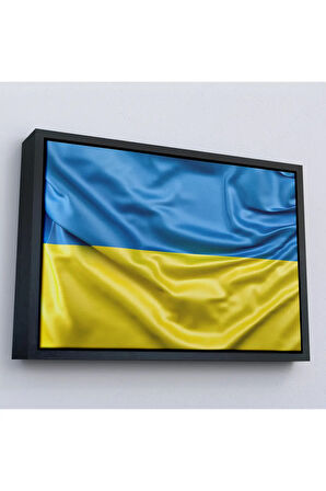 Ahşap Çerçeveli Ukrayna Bayrağı-7238