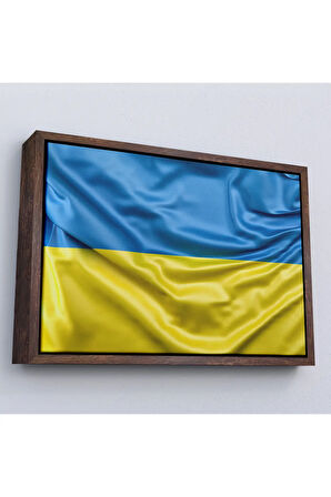 Ahşap Çerçeveli Ukrayna Bayrağı-7238