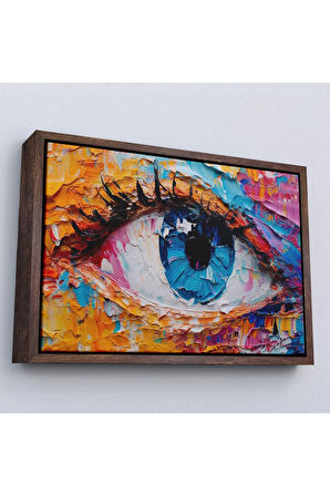 Ahşap Çerçeveli Gözün Renkli Soyut Tablosu-7240