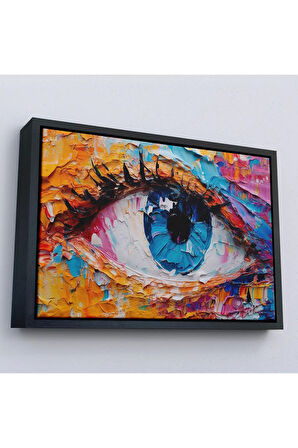 Ahşap Çerçeveli Gözün Renkli Soyut Tablosu-7240
