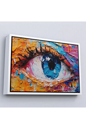 Ahşap Çerçeveli Gözün Renkli Soyut Tablosu-7240