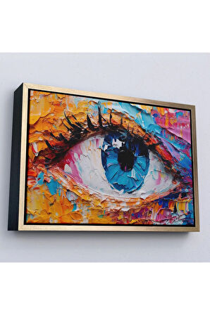 Ahşap Çerçeveli Gözün Renkli Soyut Tablosu-7240