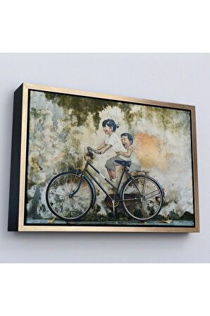 Ahşap Çerçeveli Graffiti Çocuk Bisiklet Tablosu-7241