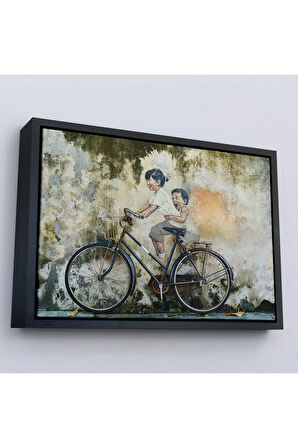 Ahşap Çerçeveli Graffiti Çocuk Bisiklet Tablosu-7241