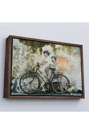 Ahşap Çerçeveli Graffiti Çocuk Bisiklet Tablosu-7241