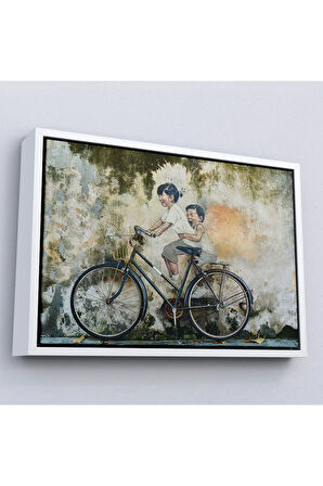 Ahşap Çerçeveli Graffiti Çocuk Bisiklet Tablosu-7241
