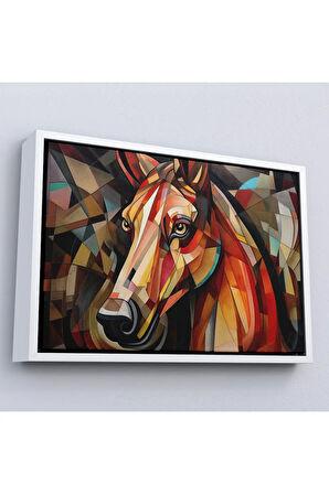 Ahşap Çerçeveli Vitray Tarzı At Kafası Tablosu-7243