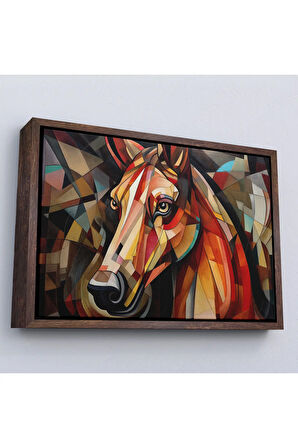 Ahşap Çerçeveli Vitray Tarzı At Kafası Tablosu-7243