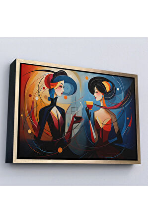 Ahşap Çerçeveli Kandinsky Tarzı Güzel Kadınlar Tablosu-7248