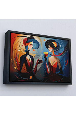 Ahşap Çerçeveli Kandinsky Tarzı Güzel Kadınlar Tablosu-7248