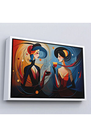 Ahşap Çerçeveli Kandinsky Tarzı Güzel Kadınlar Tablosu-7248