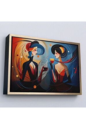 Ahşap Çerçeveli Kandinsky Tarzı Güzel Kadınlar Tablosu-7248