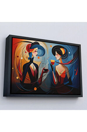 Ahşap Çerçeveli Kandinsky Tarzı Güzel Kadınlar Tablosu-7248