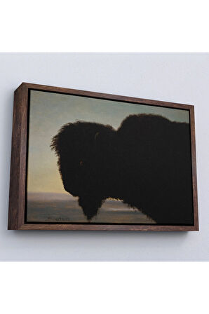 Ahşap Çerçeveli Albert Bierstadt - Bufalo Kafası Tablosu-7254