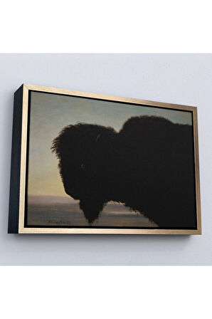 Ahşap Çerçeveli Albert Bierstadt - Bufalo Kafası Tablosu-7254