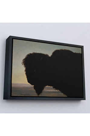 Ahşap Çerçeveli Albert Bierstadt - Bufalo Kafası Tablosu-7254