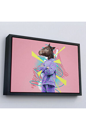 Ahşap Çerçeveli At Kafalı İnsan Tablosu-7256