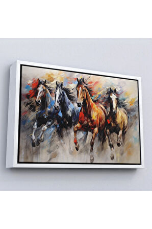 Ahşap Çerçeveli Koşan Atlar Tablosu-7257