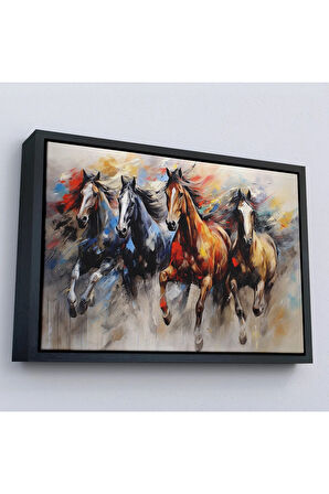 Ahşap Çerçeveli Koşan Atlar Tablosu-7257