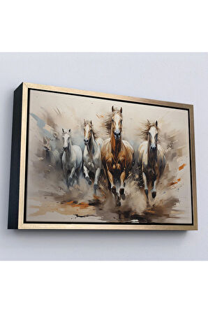 Ahşap Çerçeveli Koşan Atlar Tablosu-7261