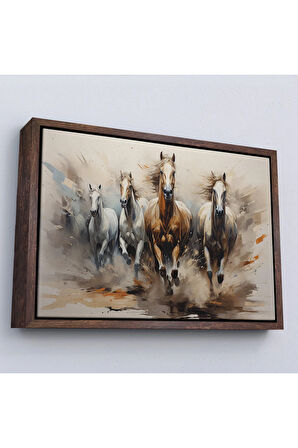 Ahşap Çerçeveli Koşan Atlar Tablosu-7261