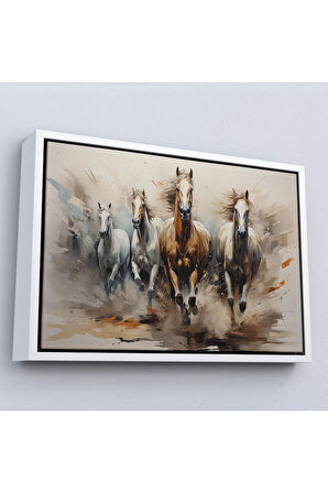 Ahşap Çerçeveli Koşan Atlar Tablosu-7261