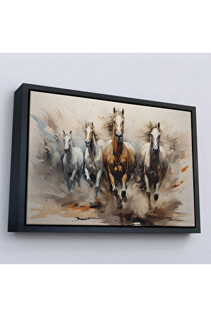 Ahşap Çerçeveli Koşan Atlar Tablosu-7261