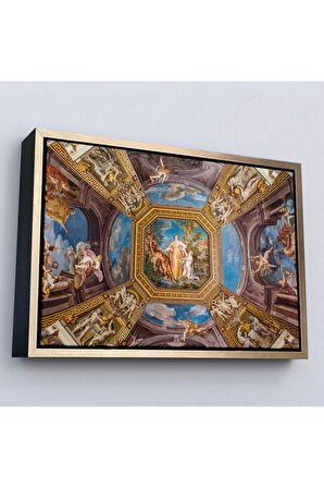 Ahşap Çerçeveli Roma İtalya Vatikan Müzesi'Ndeki Fresk Tablosu-7264