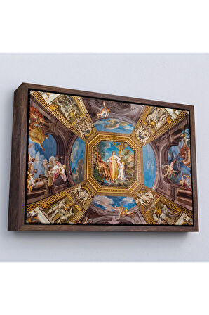 Ahşap Çerçeveli Roma İtalya Vatikan Müzesi'Ndeki Fresk Tablosu-7264