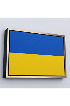 Ahşap Çerçeveli Ukrayna Bayrağı-7269