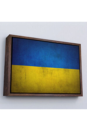 Ahşap Çerçeveli Ukrayna Bayrağı-7270