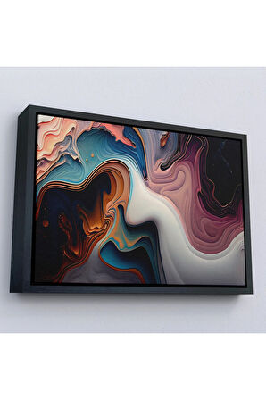 Ahşap Çerçeveli Renkli Girdap Boyalar Tablosu-7273