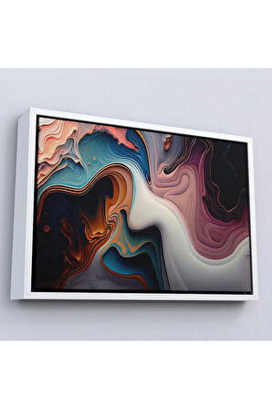 Ahşap Çerçeveli Renkli Girdap Boyalar Tablosu-7273
