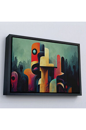 Ahşap Çerçeveli İlkel Afrika Kabilelerinin Etnik Motif Tablosu-7275