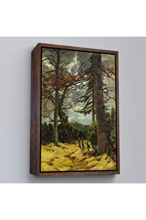 Ahşap Çerçeveli Franz Marc - İlkbaharda Meşe Ağaçları Tablo-7287