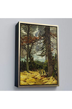 Ahşap Çerçeveli Franz Marc - İlkbaharda Meşe Ağaçları Tablo-7287