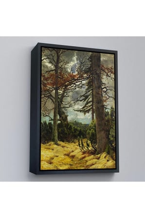 Ahşap Çerçeveli Franz Marc - İlkbaharda Meşe Ağaçları Tablo-7287