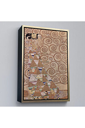 Ahşap Çerçeveli Gustav Klimt - Hayat Ağacı Tablosu - Expectation From Tree Of Life-7293